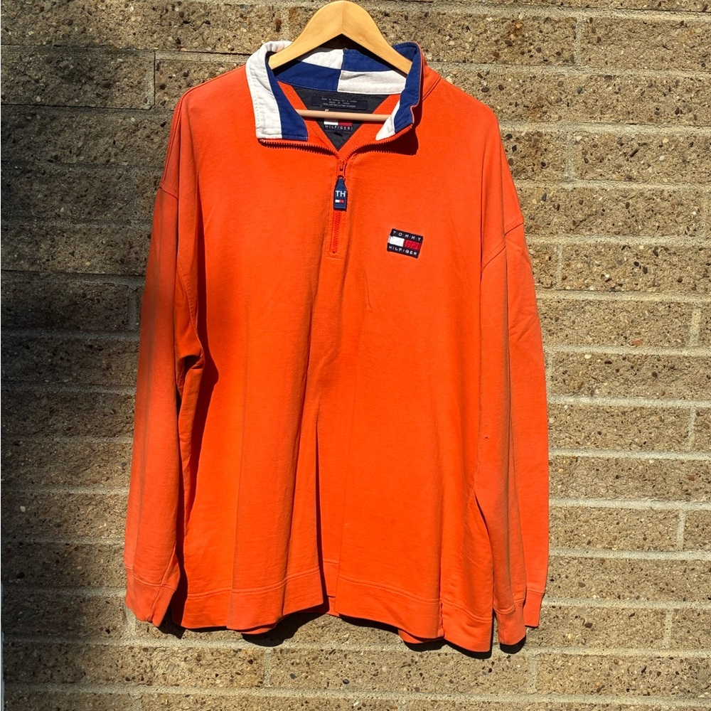 Tommy Hilfiger Bold Orange Half-Zip Polo Shirt
